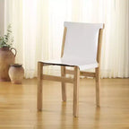 Sedia da pranzo senza braccioli color cognac/bianco e naturale, 1 posto