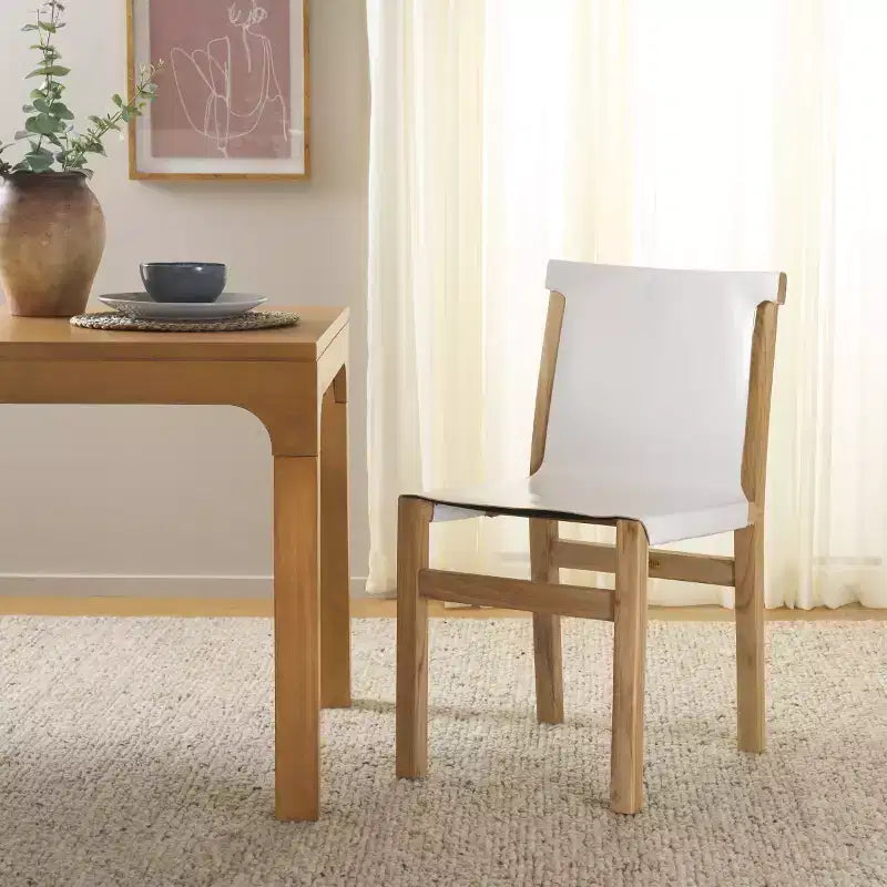 Sedia da pranzo senza braccioli color cognac/bianco e naturale, 1 posto
