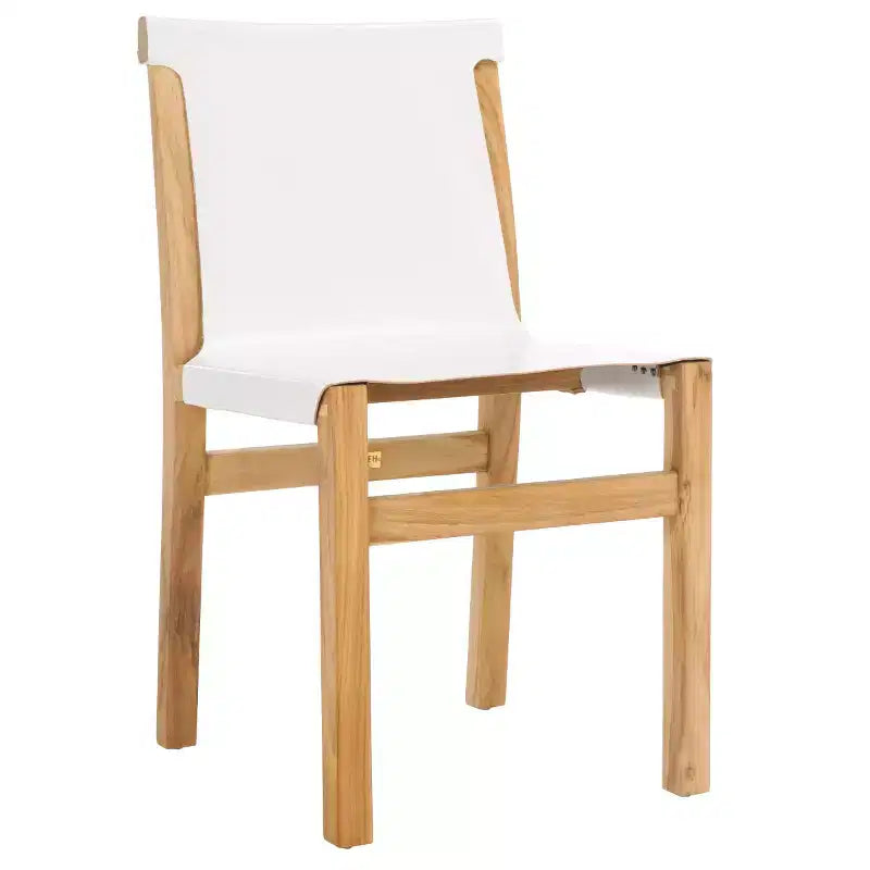 Sedia da pranzo senza braccioli color cognac/bianco e naturale, 1 posto