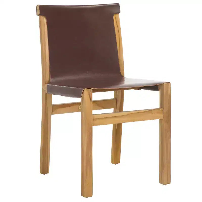 Sedia da pranzo senza braccioli color cognac/bianco e naturale, 1 posto