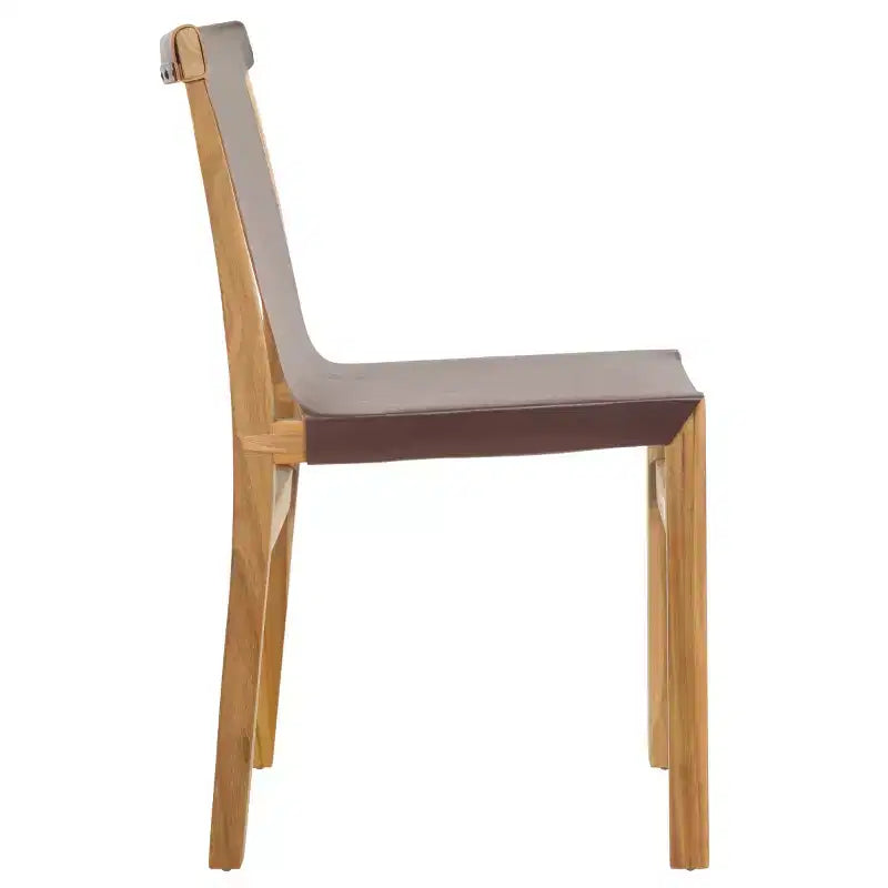 Sedia da pranzo senza braccioli color cognac/bianco e naturale, 1 posto