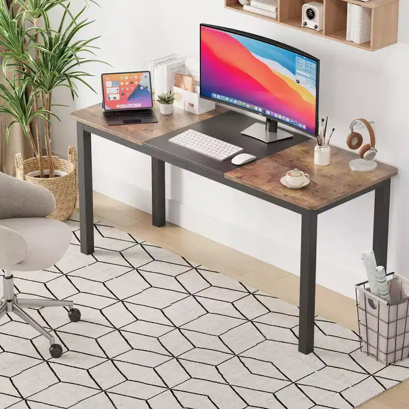 Scrivania per computer con struttura in metallo nero, 160 cm L × 79 cm P, singola postazione di lavoro
