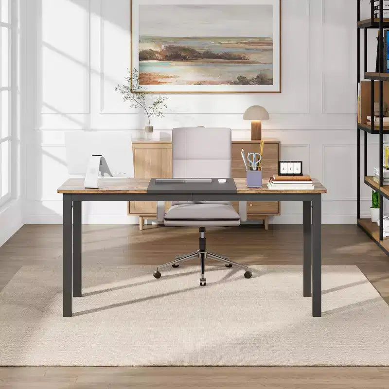 Scrivania per computer con struttura in metallo nero, 160 cm L × 79 cm P, singola postazione di lavoro