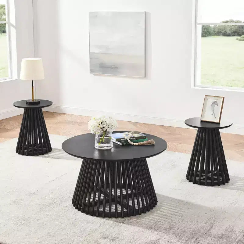 Tavolino rotondo nero/noce – montaggio per 1 persona