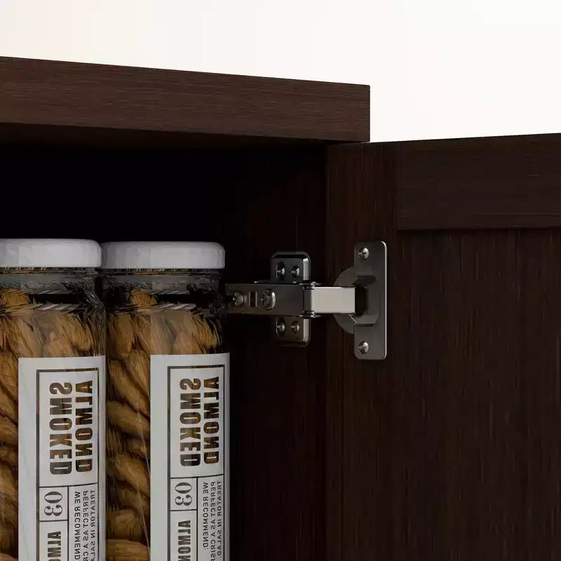 Armadio autoportante a 5 ripiani con venatura effetto legno nero/ciliegio/teak, 2 ante e ripiani regolabili