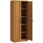 Armadio autoportante a 5 ripiani con venatura effetto legno nero/ciliegio/teak, 2 ante e ripiani regolabili