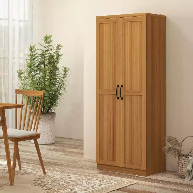 Armadio autoportante a 5 ripiani con venatura effetto legno nero/ciliegio/teak, 2 ante e ripiani regolabili