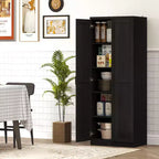 Armadio autoportante a 5 ripiani con venatura effetto legno nero/ciliegio/teak, 2 ante e ripiani regolabili