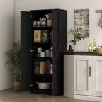 Armadio autoportante a 5 ripiani con venatura effetto legno nero/ciliegio/teak, 2 ante e ripiani regolabili