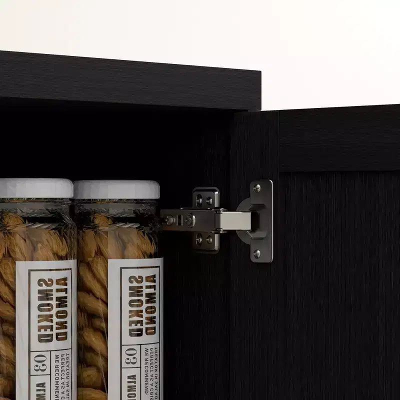 Armadio autoportante a 5 ripiani con venatura effetto legno nero/ciliegio/teak, 2 ante e ripiani regolabili
