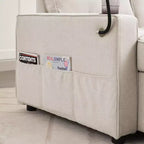 Divano letto angolare a 4 posti, beige/grigio/giallo
