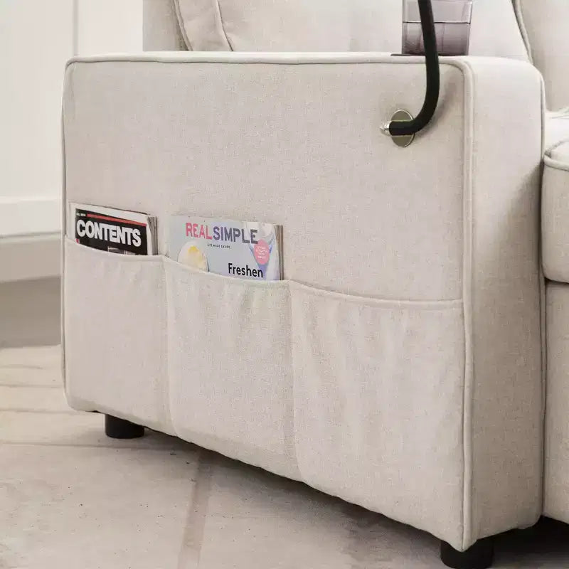 Divano letto angolare a 4 posti, beige/grigio/giallo