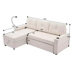 Divano letto angolare a 4 posti, beige/grigio/giallo