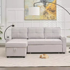 Divano letto angolare a 4 posti, beige/grigio/giallo
