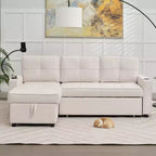 Divano letto angolare a 4 posti, beige/grigio/giallo