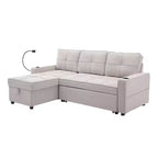 Divano letto angolare a 4 posti, beige/grigio/giallo