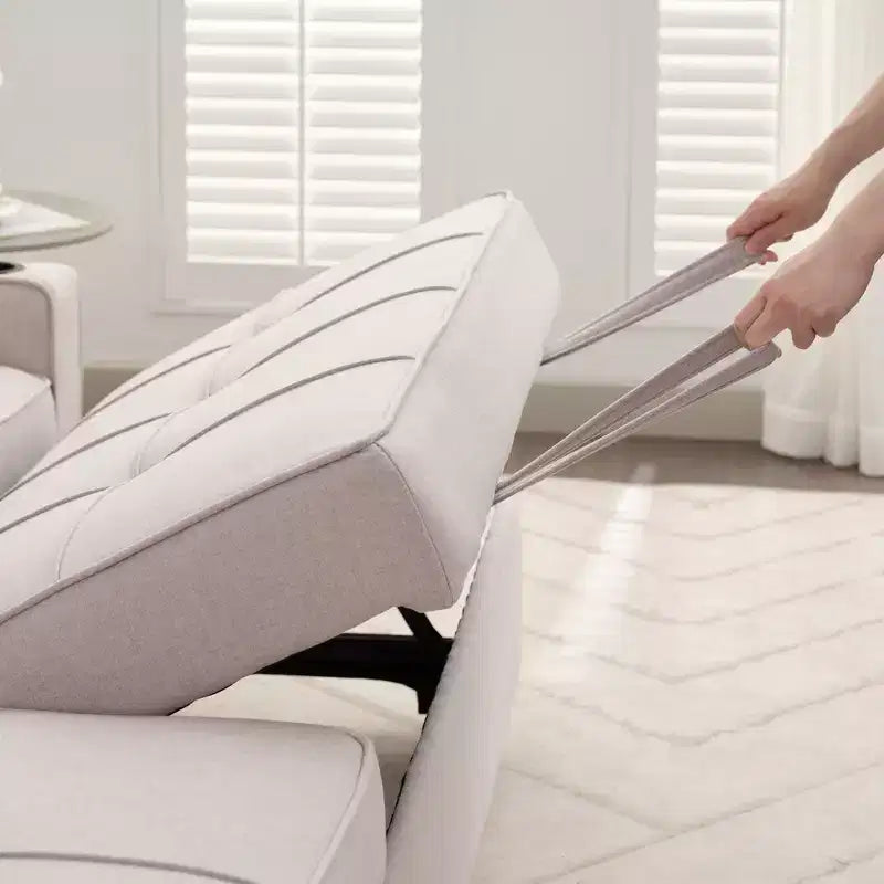 Divano letto angolare a 4 posti, beige/grigio/giallo