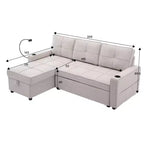 Divano letto angolare a 4 posti, beige/grigio/giallo