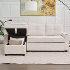 Divano letto angolare a 4 posti, beige/grigio/giallo