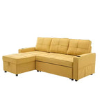 Divano letto angolare a 4 posti, beige/grigio/giallo