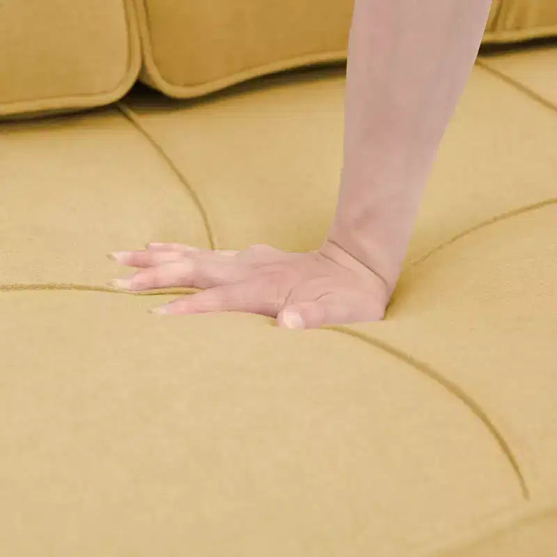 Divano letto angolare a 4 posti, beige/grigio/giallo