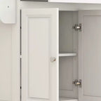 Carrello da Cucina Bianco con Piano a Scomparsa, per 2 – MDF e Piano in Legno di Caucciù