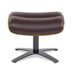 Pouf in pelle Mid-Century a 1 posto, color cioccolato / grigio scuro / pietra / bianco