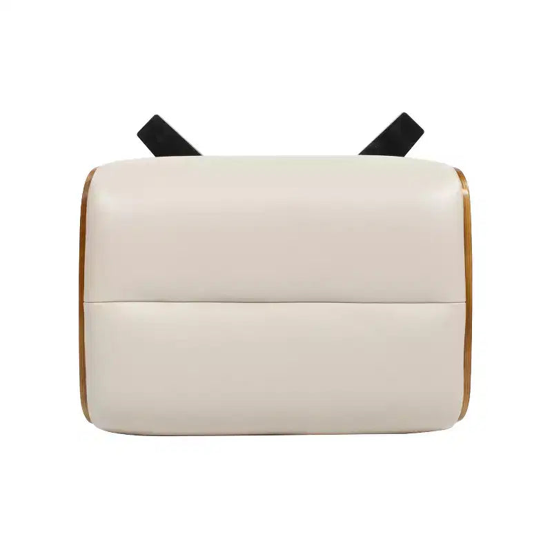 Pouf in pelle Mid-Century a 1 posto, color cioccolato / grigio scuro / pietra / bianco