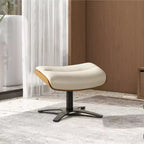 Pouf in pelle Mid-Century a 1 posto, color cioccolato / grigio scuro / pietra / bianco