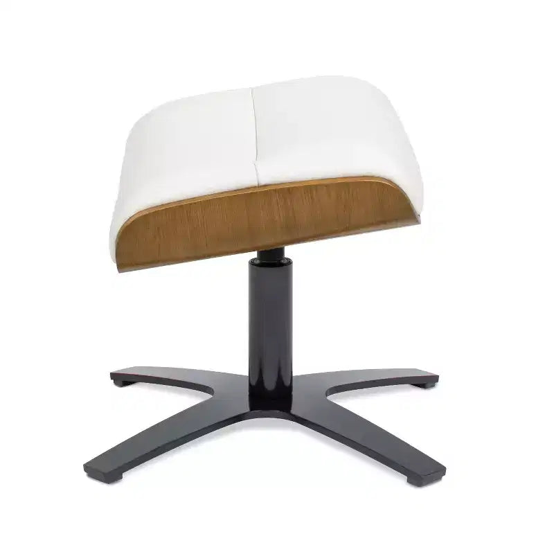 Pouf in pelle Mid-Century a 1 posto, color cioccolato / grigio scuro / pietra / bianco