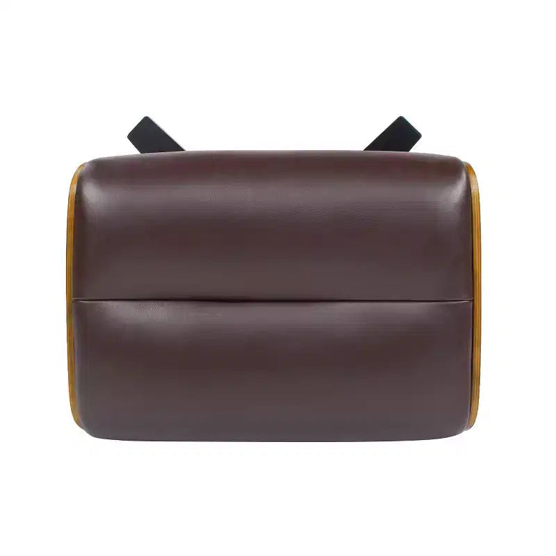 Pouf in pelle Mid-Century a 1 posto, color cioccolato / grigio scuro / pietra / bianco