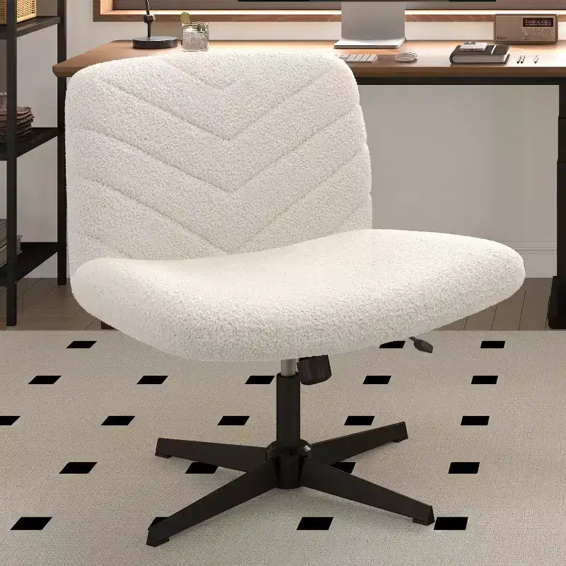 Sedia da scrivania girevole senza braccioli in bouclé bianco, 1 persona