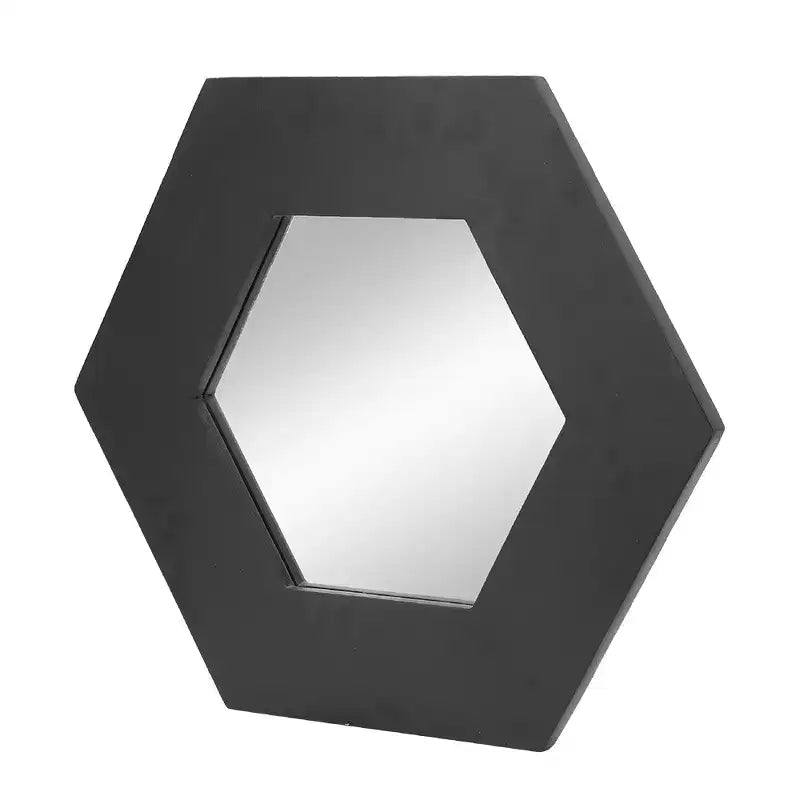 Specchio esagonale da parete nero, cornice in ferro, singolo, 47 x 47 cm