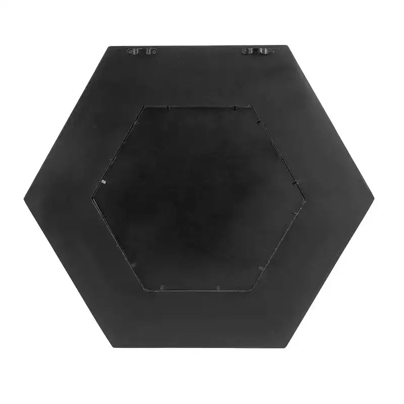 Specchio esagonale da parete nero, cornice in ferro, singolo, 47 x 47 cm