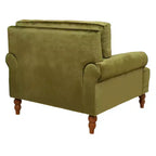 Poltrona accent oversize beige/verde/bianca con braccioli rotondi e cuscino lombare – 1 posto