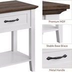 Comodino industriale grigio/bianco con cassetto e ripiano, 1–2 pezzi