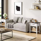 Comodino industriale grigio/bianco con cassetto e ripiano, 1–2 pezzi
