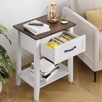 Comodino industriale grigio/bianco con cassetto e ripiano, 1–2 pezzi