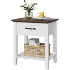 Comodino industriale grigio/bianco con cassetto e ripiano, 1–2 pezzi