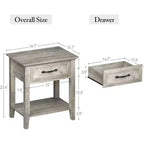 Comodino industriale grigio/bianco con cassetto e ripiano, 1–2 pezzi
