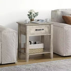 Comodino industriale grigio/bianco con cassetto e ripiano, 1–2 pezzi