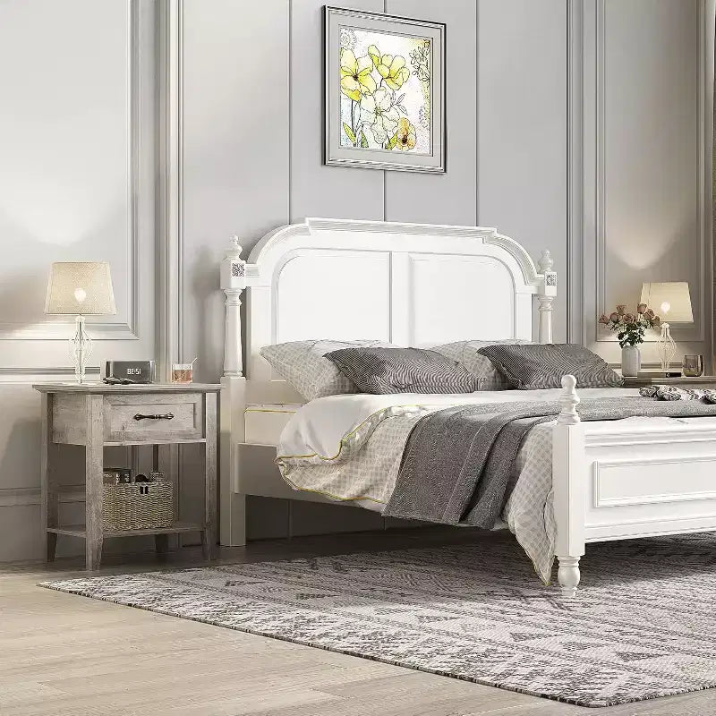 Comodino industriale grigio/bianco con cassetto e ripiano, 1–2 pezzi