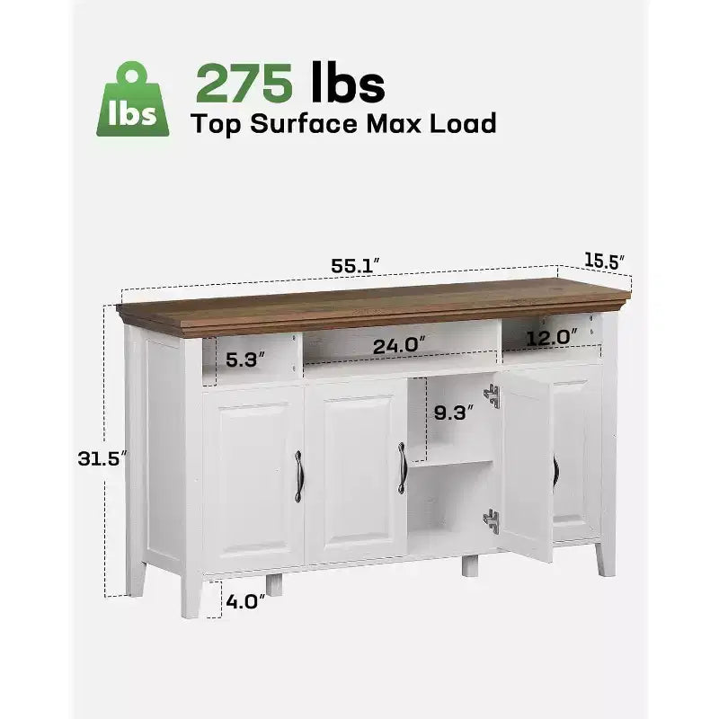Madia da buffet marrone stile rustico moderno con 4 ante
