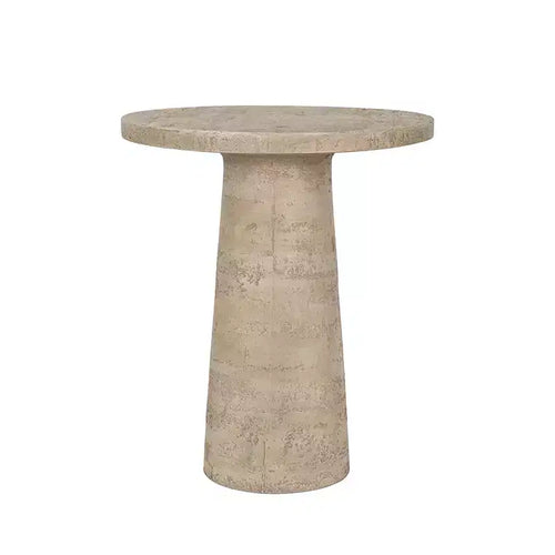 Cream Round Side Table with Pedestal Base 22x22x25.5