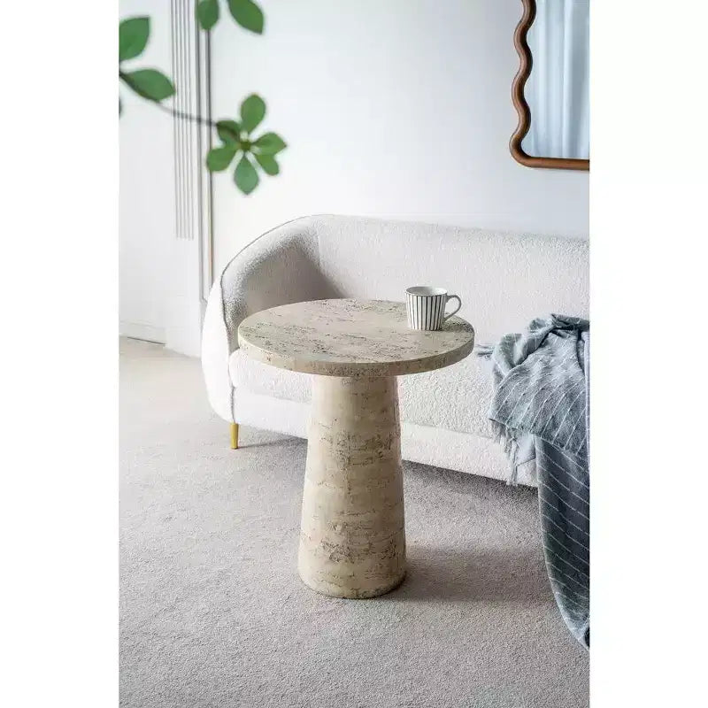 Tavolino esagonale beige e marrone, ferro e legno di cicuta, 4 gambe, 1 persona