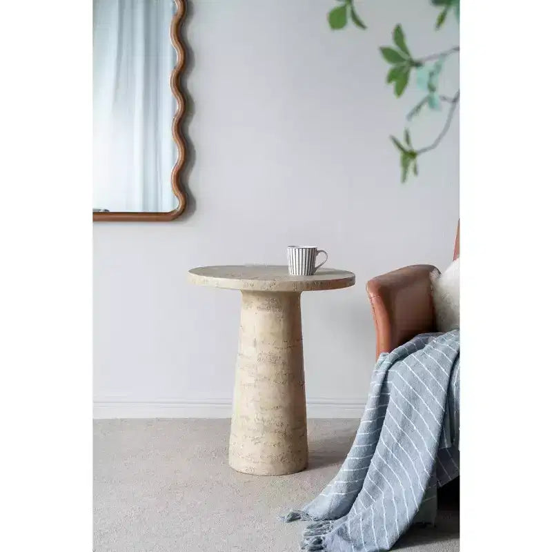 Tavolino esagonale beige e marrone, ferro e legno di cicuta, 4 gambe, 1 persona