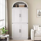 Libreria ad arco Marrone / Naturale / Nera / Bianca, Opzioni ante in vetro e rattan, 6 ripiani, Singola