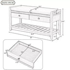 Panca scarpiera espresso con 2 cassetti e cuscino, 1 posto