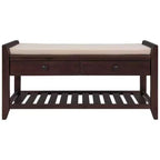 Panca scarpiera espresso con 2 cassetti e cuscino, 1 posto