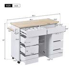 Carrello da cucina bianco mobile con 8 cassetti e 5 ruote, monoposto